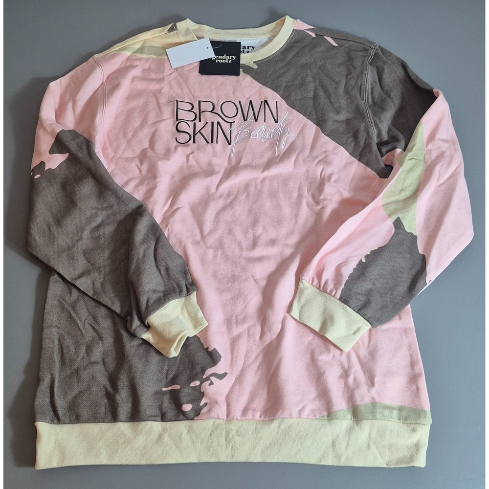 Legendary Rootz Womens Small Sweatshirt Pink "Brown Skin Beauty" Embroidery NEW